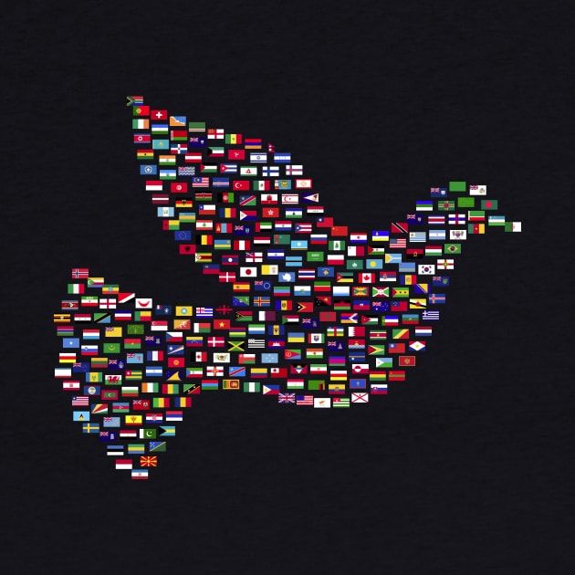 International Day of Peace - Flags of the World - Peace Dove by Sanu Designs